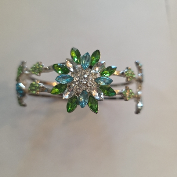 Kohl's Jewelry - Fashion Bracelet Cubic Zirconia Blue Green Clear Stones. Hinged